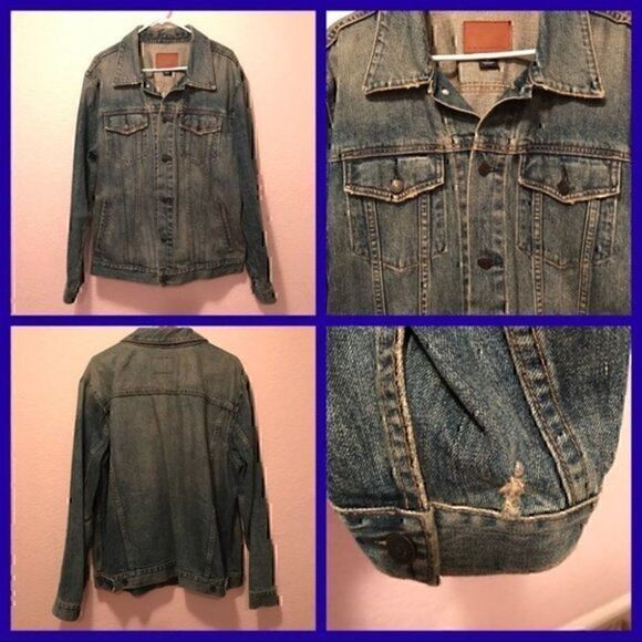 GAP Distressed Denim Jacket. 100% Cotton. - Picture 1 of 8